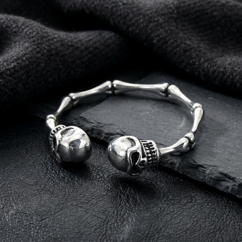 Kemston Snake Head Cuff Bracelet for Men Titanium Steel Bamboo Link Gothic KB214278-LU