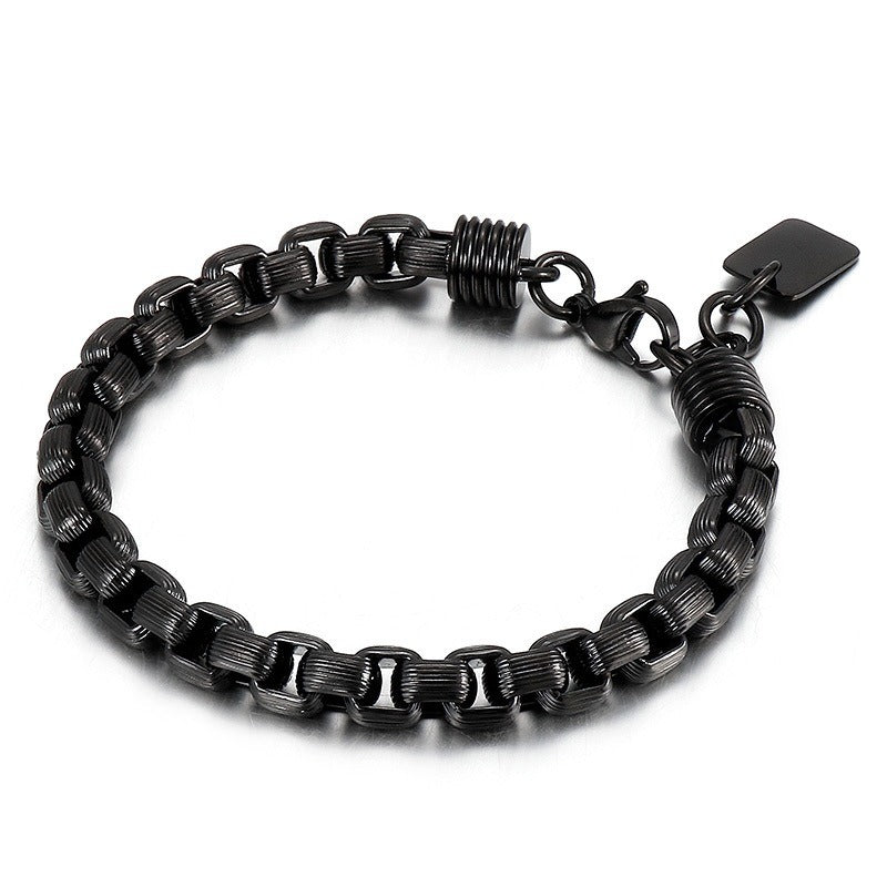 Kemstone Titanium Steel Box Link Bracelet for Men Square Chain Punk Gold Silver Black KB138817-KFC