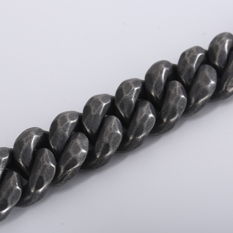 Kemstone Aged Black Cuban Link Bracelet for Men Titanium Steel KB161367-KJX