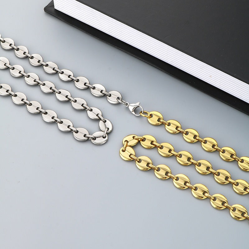 Kemstone Titanium Steel Chain Bracelet – Geometric Pig Nose Link for Men | Urban Gothic Streetwear Style KS193903-Z