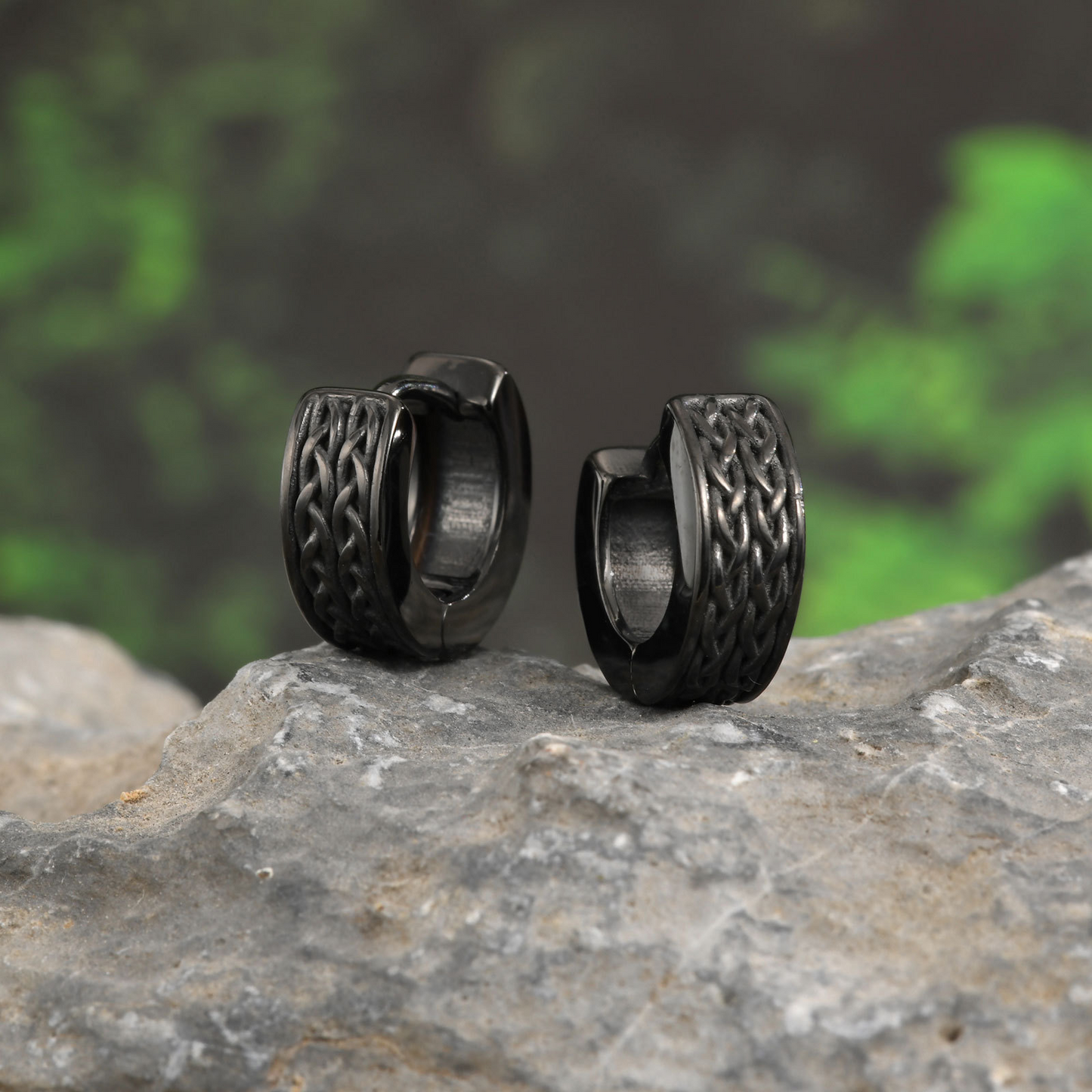 Kemstone Stainless Steel Celtic Knot Hoop Earrings for Men ES-606