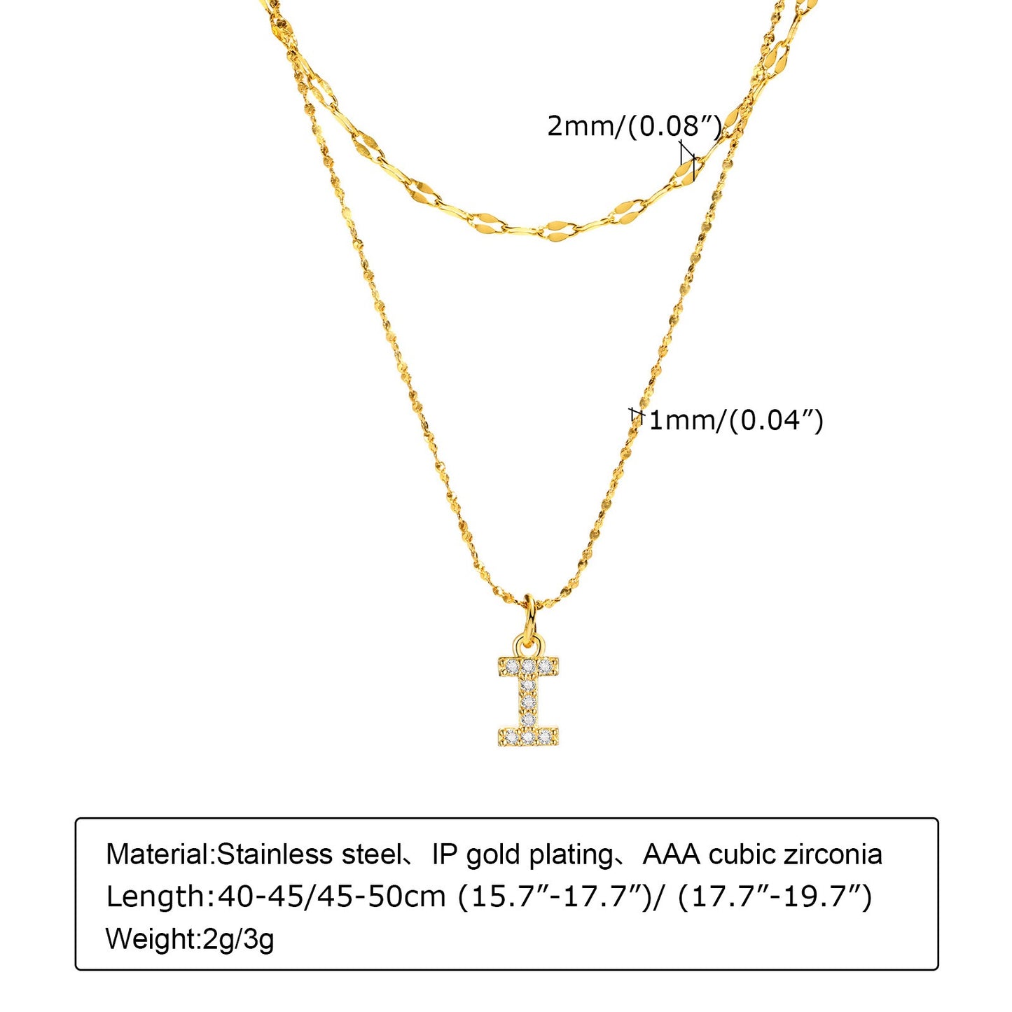 Collar de acero inoxidable Kemstone con 26 letras, cadena de estrellas y circonitas (2 piezas, verano, NC-1325G)