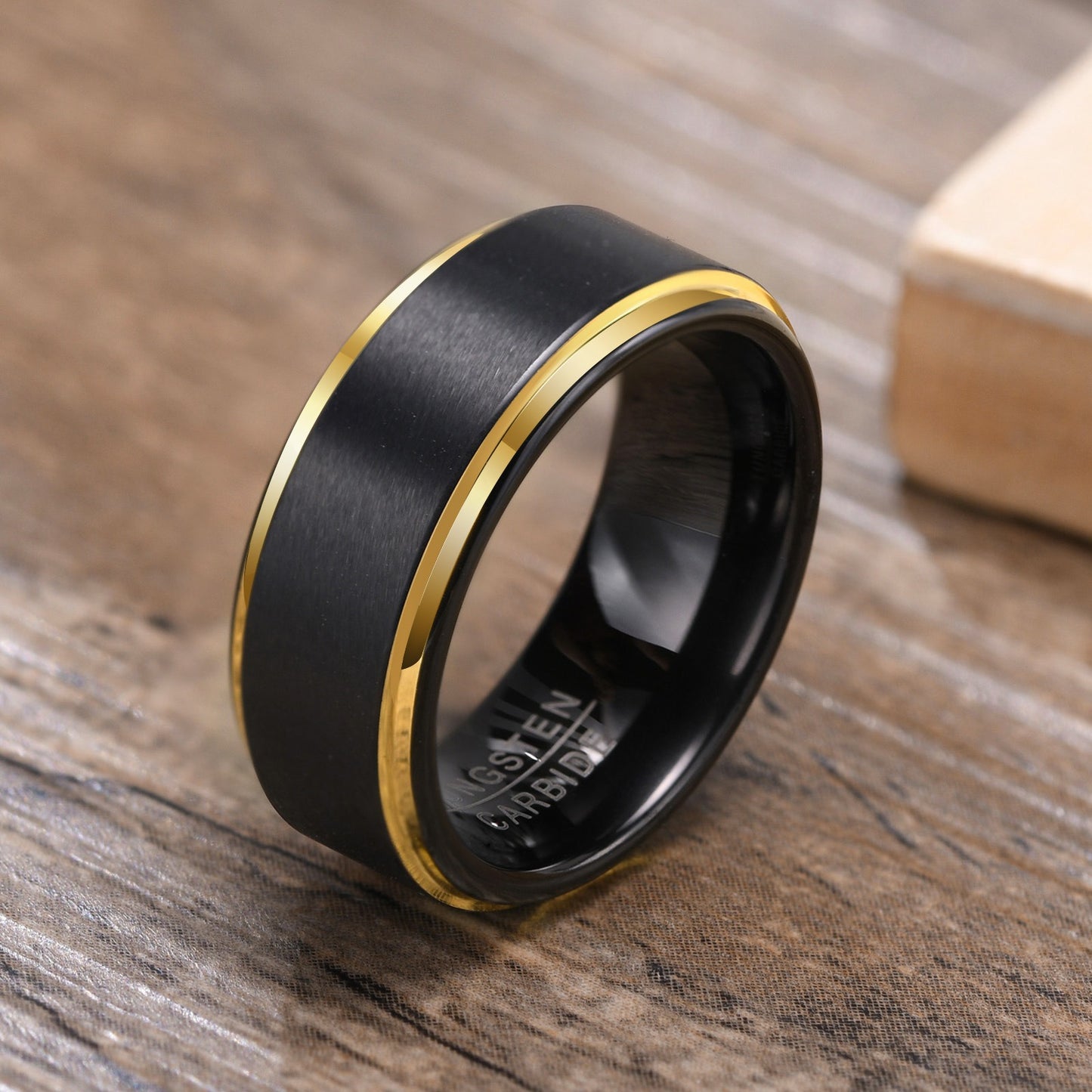 Kemstone Tungsten Steel Ring for Men - Modern Matte Black/Steel Blue/Satin Grey Unisex Minimalist Band | Durable Scratch-Resistant Jewelry  TCR-015