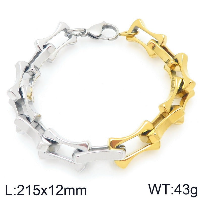 Kemstone Men’s Two-Tone Titanium Steel Bamboo Chain – 10/11/12mm KB207211-Z