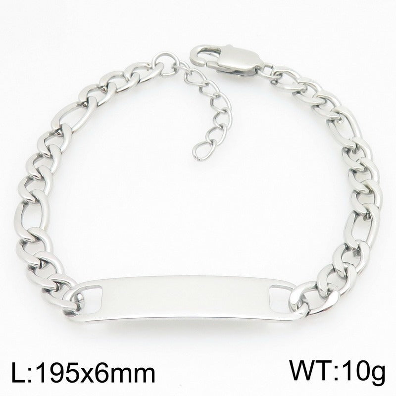 Kemstone Personalized Engraved Mens Bracelet, Stainless Steel Cuban Link ID Bracelet for Men, Custom Name Plate Chain Bracelet, Adjustable Fashion Jewelry Gift for Boyfriend Husband