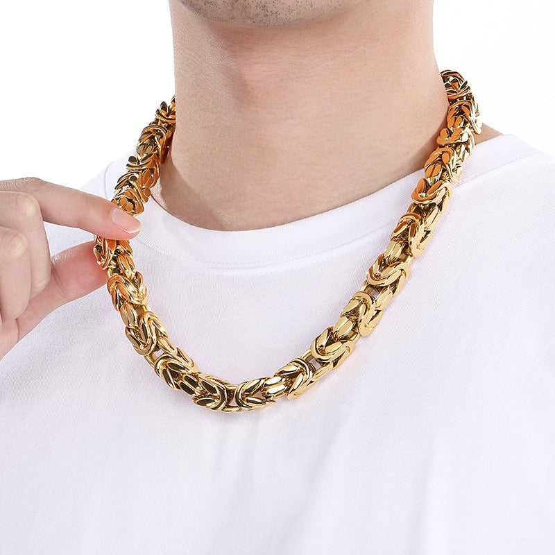 Kemstone Titanium Steel Peace Pattern Imperial Chain Necklace – Vintage Hui Geometry for Men KN86617-BD