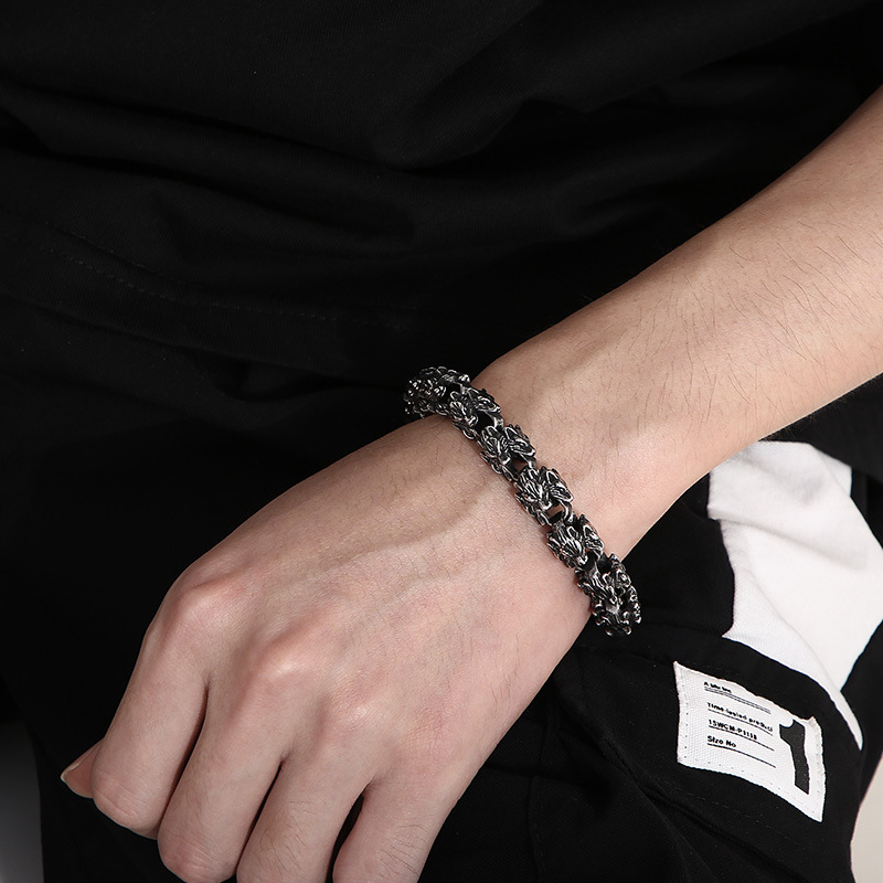 Kemstone Snake Head Bracelet for Men Titanium Steel Vintage Animal Jewelry KB155325-KJX