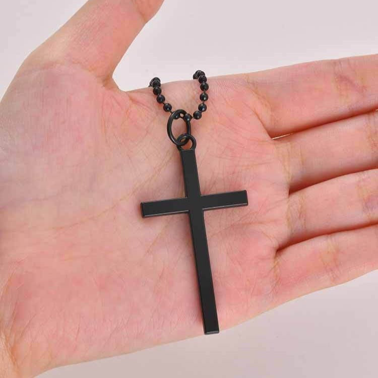 Kemston Cross Pendant Necklace for Men Alloy Long Chain Hip Hop Style NC-3028
