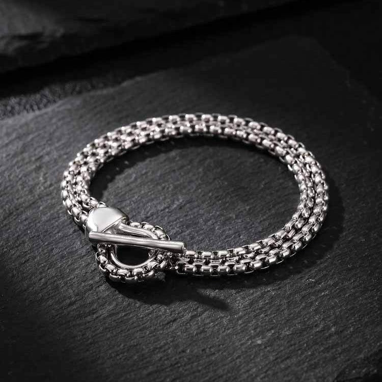 Kemstone Stainless Steel Snake Head Cuban Link Bracelet for Men OT Clasp Silver BR-2810