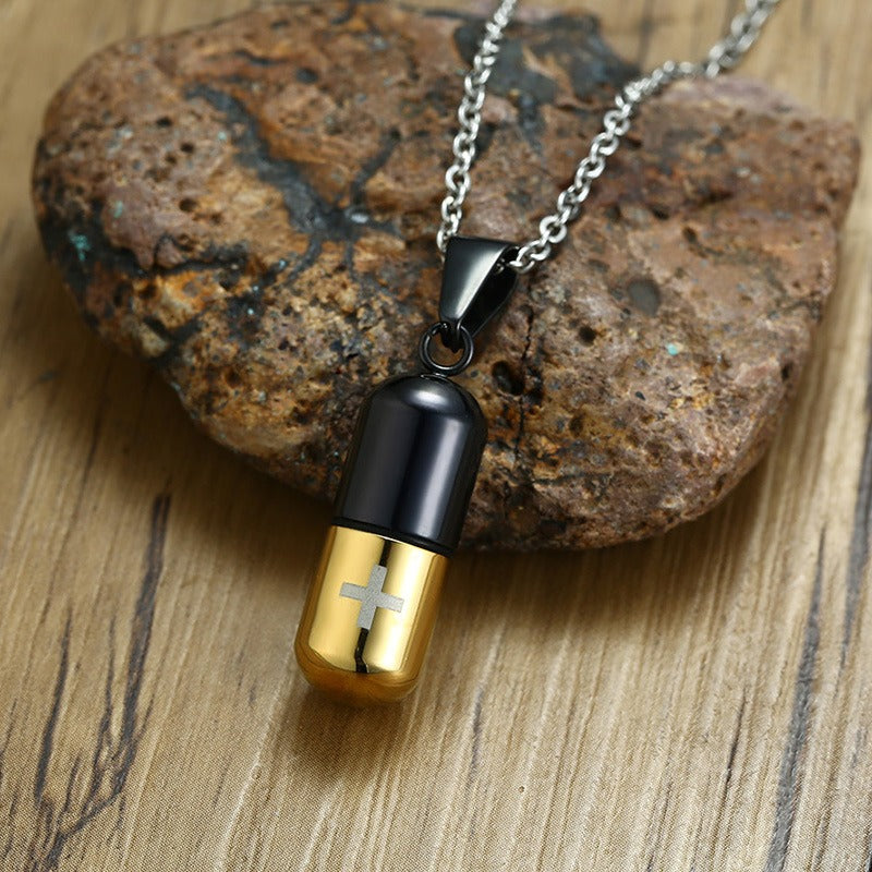 Collar con colgante de frasco de perfume de acero inoxidable Kemstone: diseño minimalista unisex para una elegancia diaria PN-176