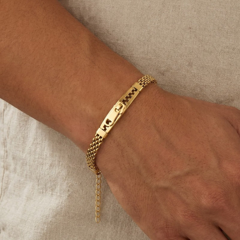 Kemstone Titanium Steel Layered Chain Bracelet for Men Zipper Bar Mesh Link KB213347-KF