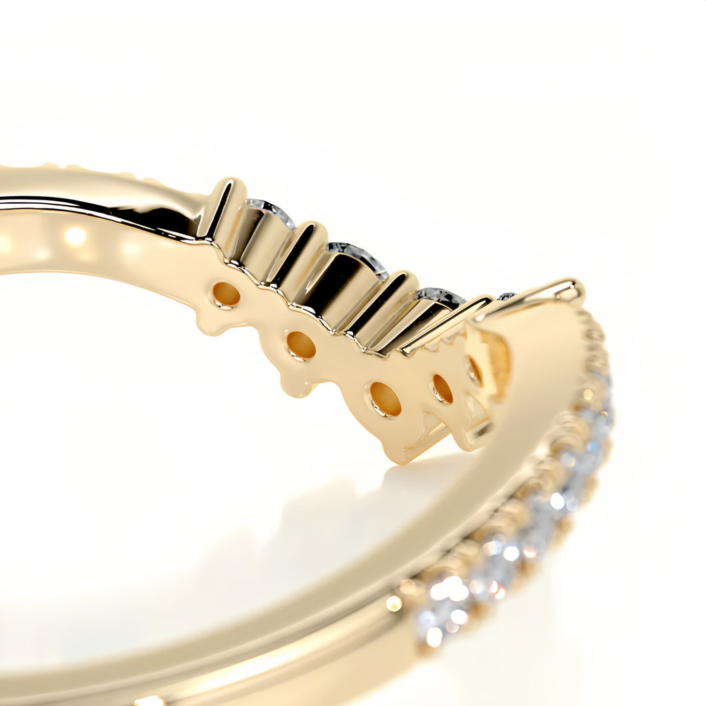 Kemstone S925 Gold D–E VVS Curved Moissanite Rings Wedding Band