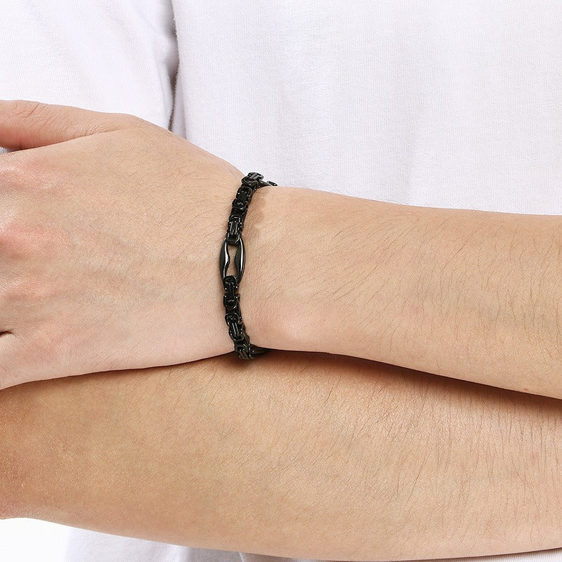 Kemstone Byzantine Chain Bracelet for Men – Titanium Steel Imperial Link KB209968-ZCG