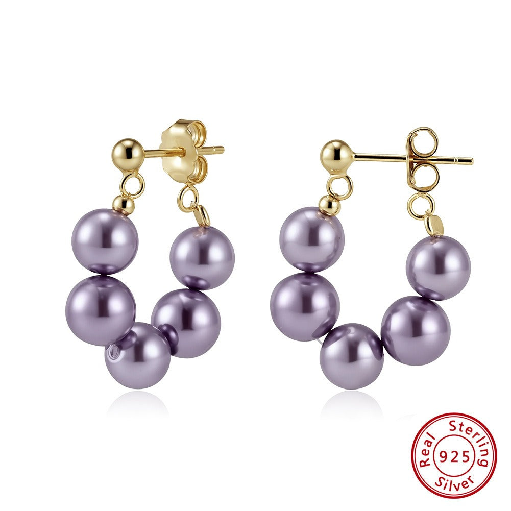 Kemstone Shell Pearl Drop Earrings for Women – 925 Sterling Silver PSE08