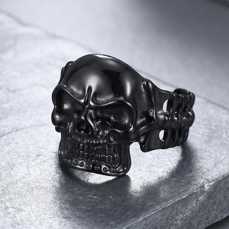 Kemston Titanium Steel 3D Skull Cuff Bracelet for Men Gothic Biker KB36415-D