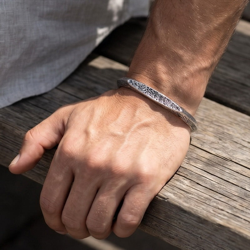 Kemstone Titanium Steel Snake Cuff Bracelet for Men Vintage Scale Design KB214265-LU
