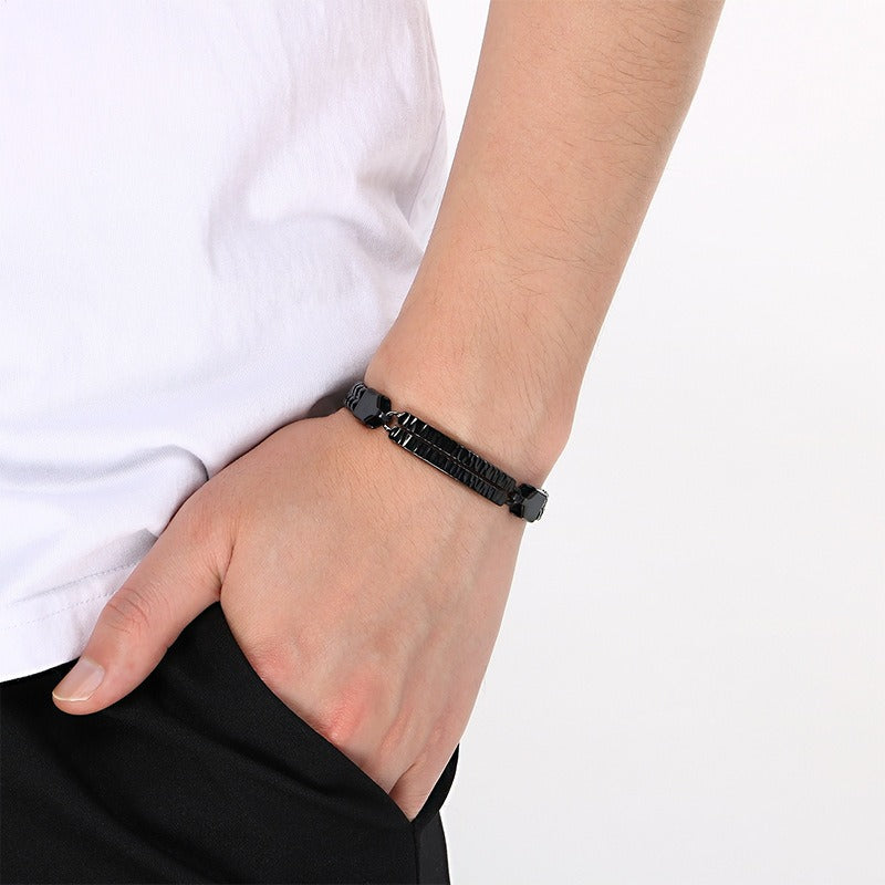 Kemstone Titanium Steel Dragonbone Chain Bracelet for Men – Vintage Bar Clasp Design K-B211234-KFC