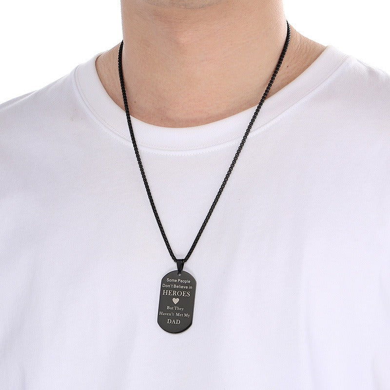 Kemstone Men’s Titanium Steel Pendant Necklace – Jewelry Gift for Dad A19-KP100209-Z
