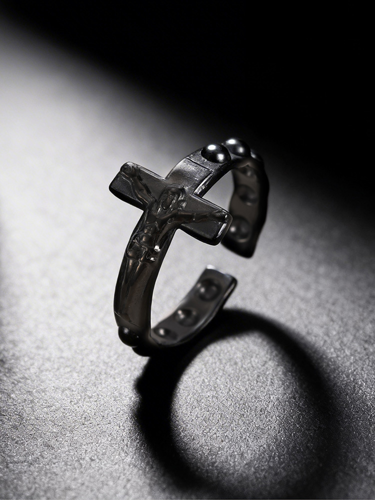 Kemstone Stainless Steel Cross Open Ring for Men Vintage RC-1073