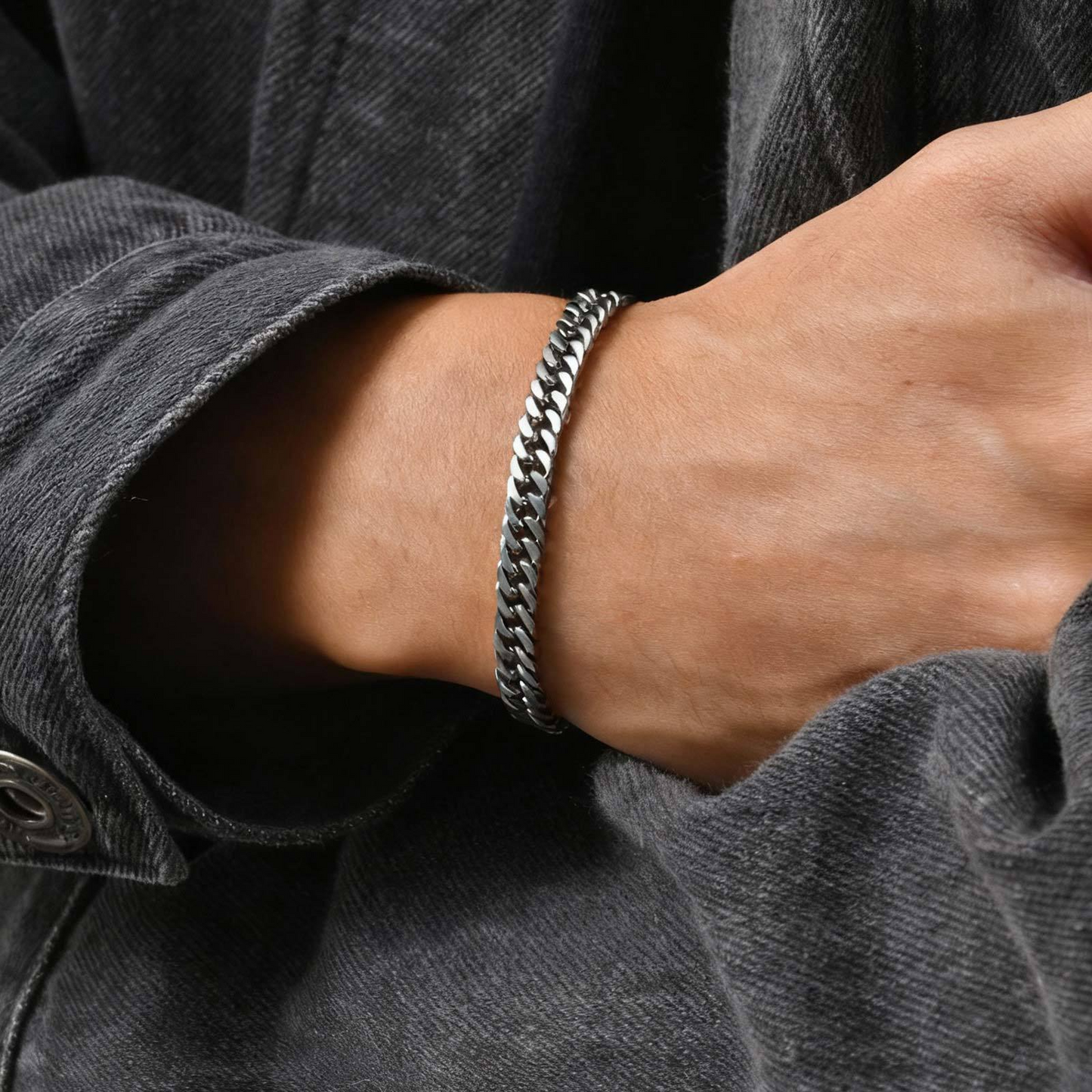 Kemstone Stainless Steel Cuban Link Bracelet for Men – 6mm Chain BR-1749