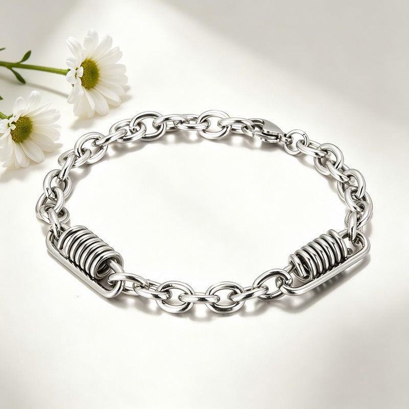 Kemstone Titanium Steel Coil Curb Chain Bracelet for Men KB146635-KLHQ