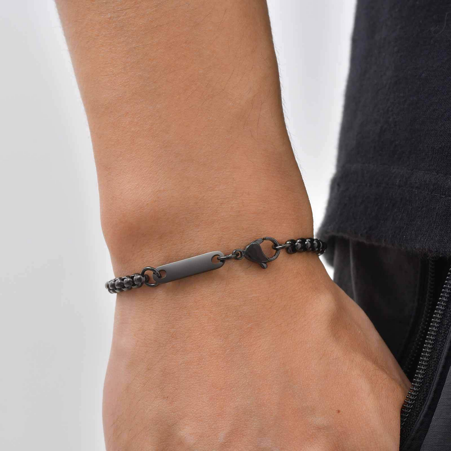 Kemstone Stainless Steel ID Curb Chain Bracelet for Men BR-3074