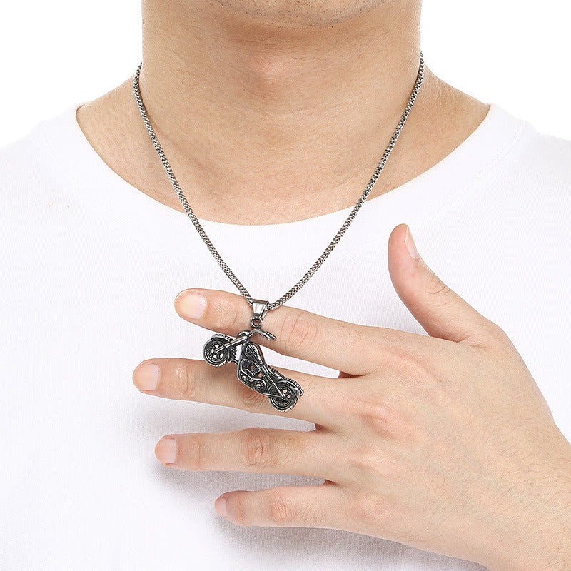 Kemstone Motorcycle Pendant Necklace for Men Stainless Steel Bike & Truck Charm Street Style KP117059-LU