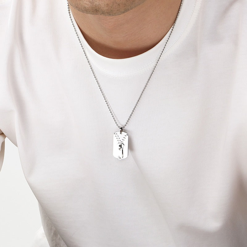 Kemstone Titanium Steel Zipper Tag Pendant Necklace for Men Women KN301415-KFC