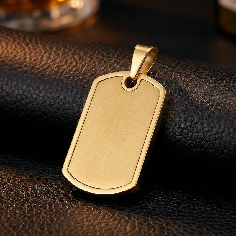 Kemstone Titanium Steel Tag Pendant Necklace – Brushed ID Plate for Men KP118330-ZLA
