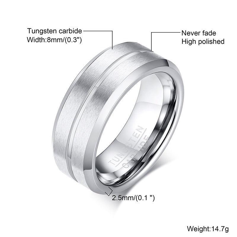 Kemstone 8mm Rugged Tungsten Steel Bottle Opener Ring - Durable Men's Fashion Accessory for Casual & Gifting TCR-039