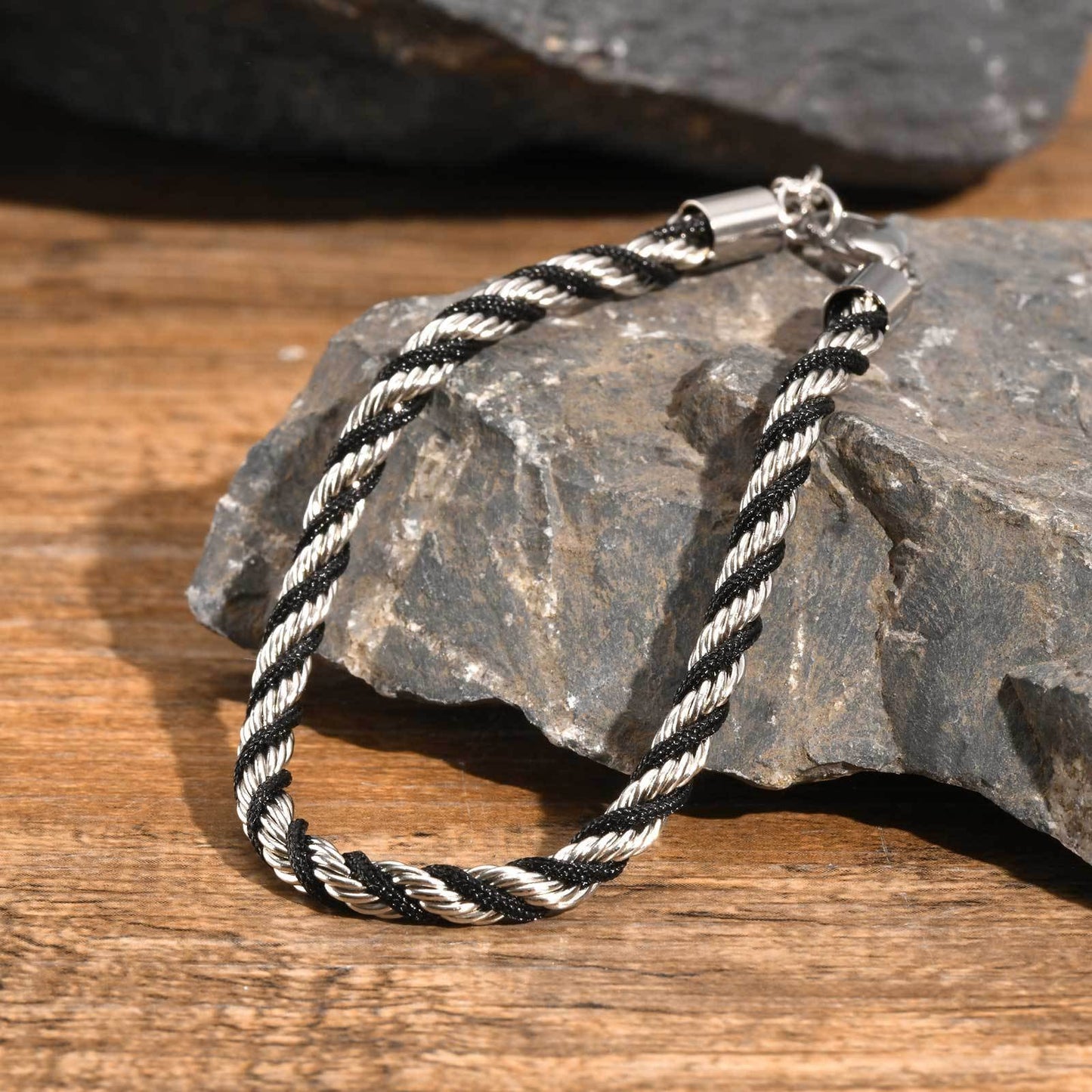 Kemstone Stainless Steel Rope Twist Bracelet Necklace – Men’s Jewelry BR-235