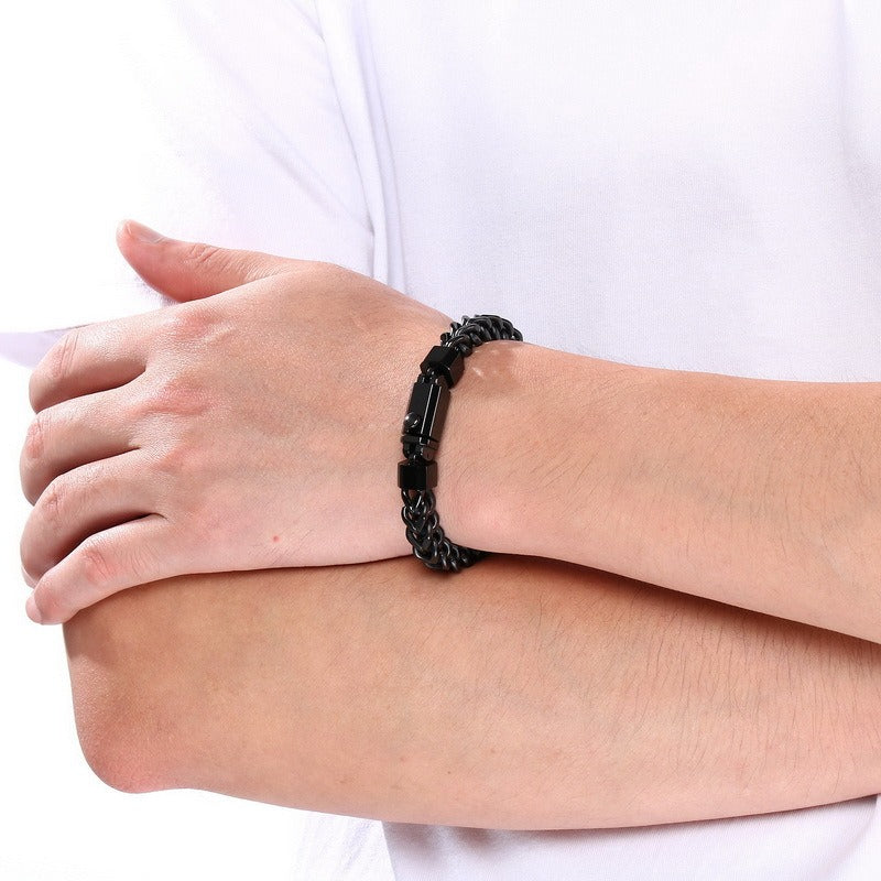 Kemstone Titanium Steel Woven Chain Bracelet for Men KB216602-KFC
