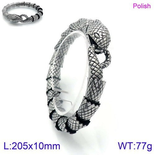 Gothic Snake Scale Chain Bracelet & Necklace – Vintage Titanium Steel Serpent Jewelry for Men KB126122