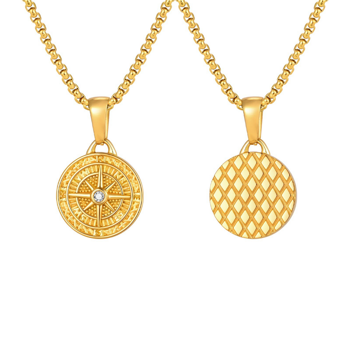 Kemstone Stainless Steel Octagram Star Pendant Necklace for Men Women Gold Silver PN-2336