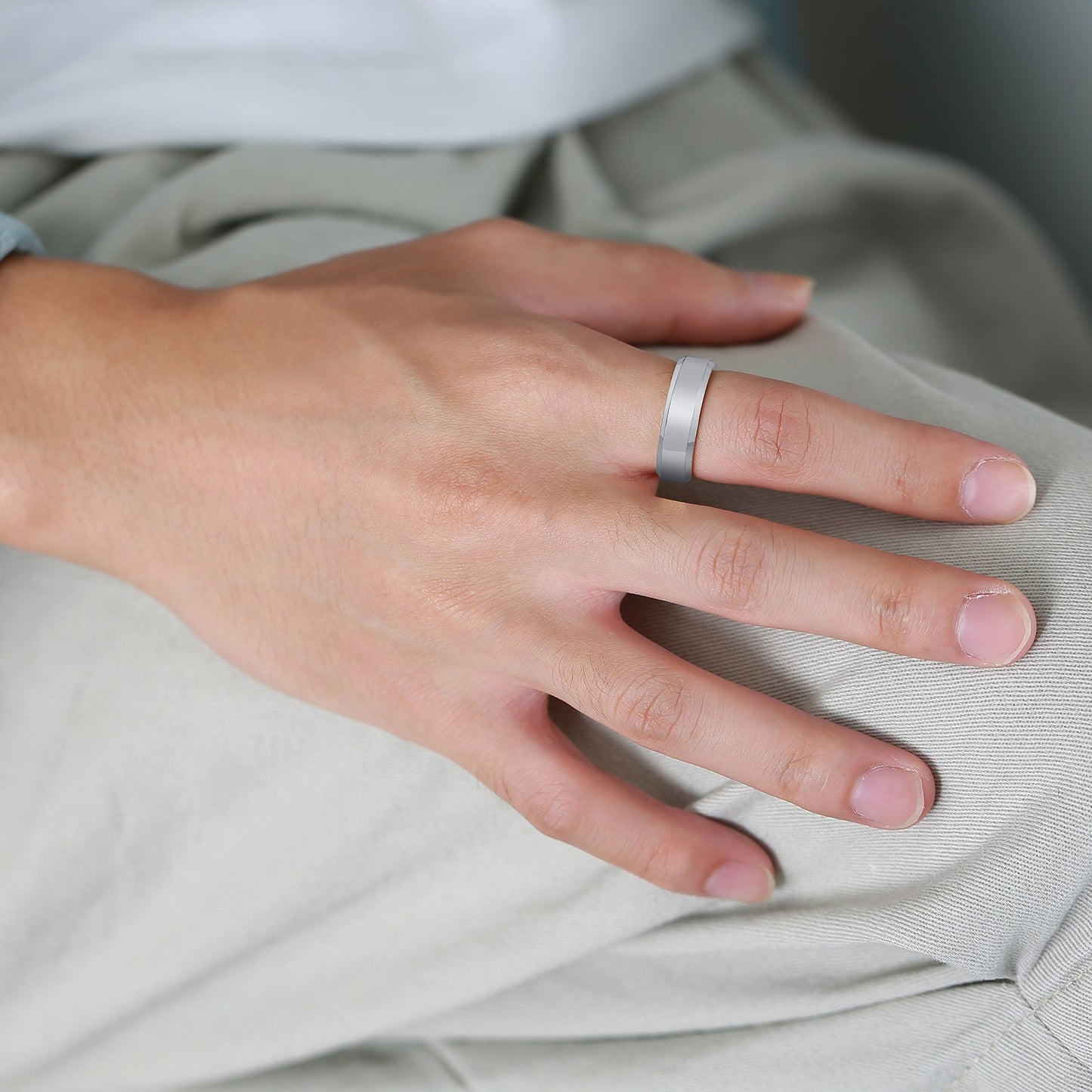 Kemstone Tungsten Carbide Ring for Men – Faceted Edge Gold Tone TCR-013