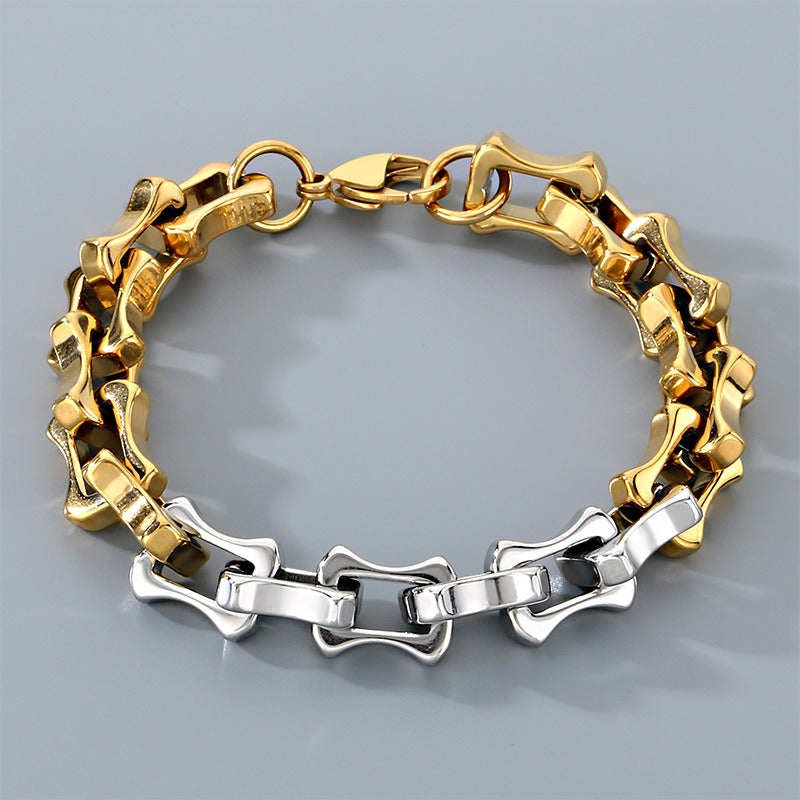 Kemstone Men’s Two-Tone Titanium Steel Bamboo Chain – 10/11/12mm KB207211-Z