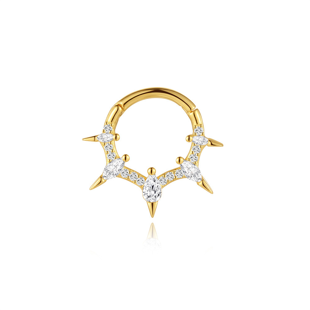 Kemstone S925 Sterling Silver Deer Antler Cartilage Hoop for Women Cubic Zirconia 60266661344C