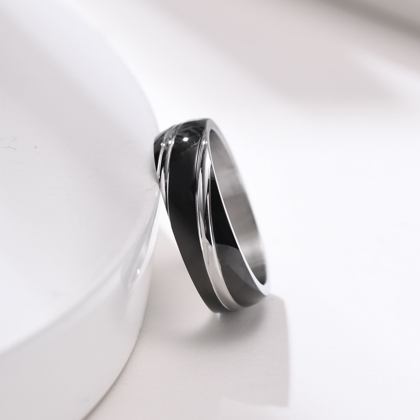 Kemstone Men’s Stainless Steel Ring – Slanted Stripe Design, IP Gold Plated Bold Minimalist Band R-057