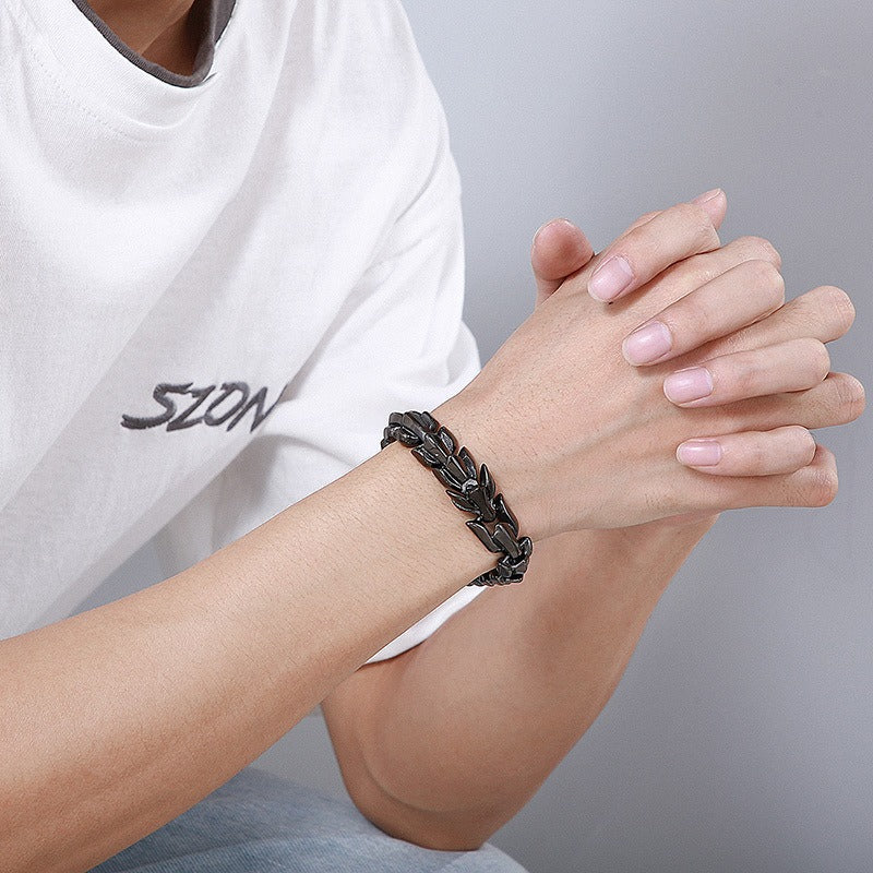 Kemstone Dragon Bone Chain Bracelet for Men – Titanium Steel Vacuum Plated 15mm Link KB150666-KJX