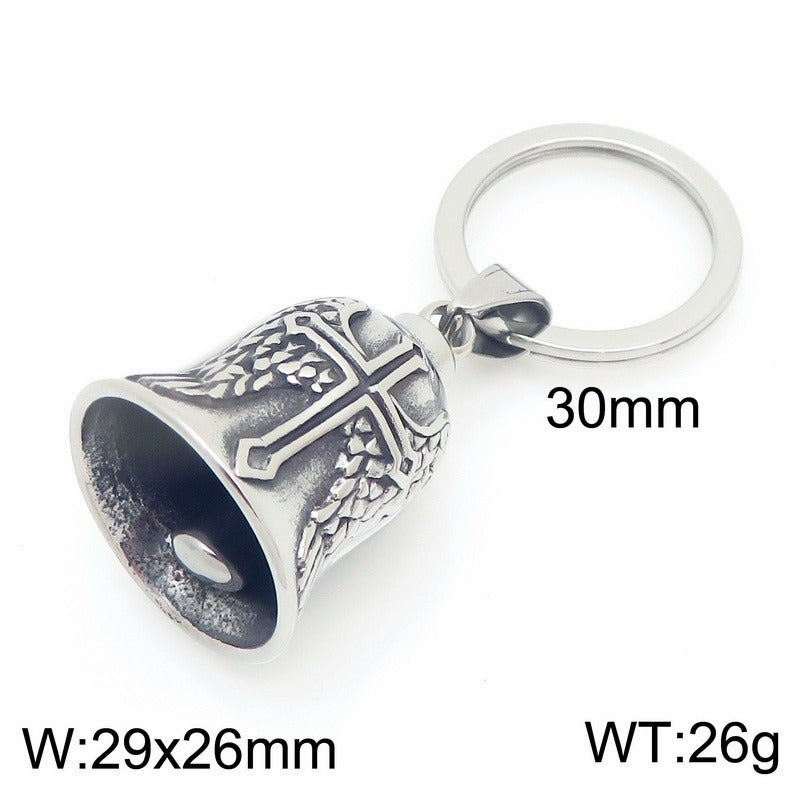 Kemstone Viking Compass Bell Keychain – Titanium Steel Rune Pendant KY1483-K