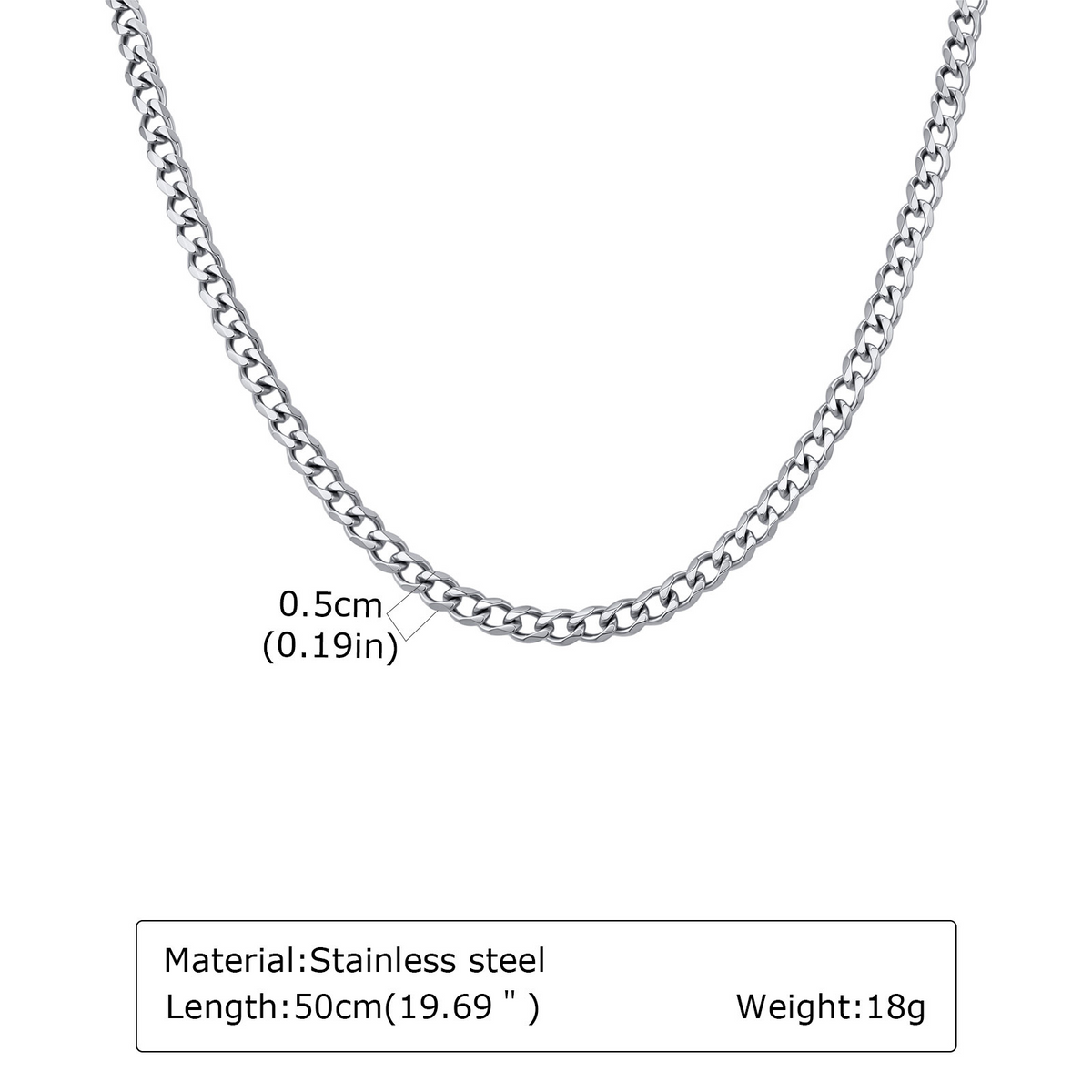 Kemstone Stainless Steel Faceted Curb Chain Necklace for Men NC-2607