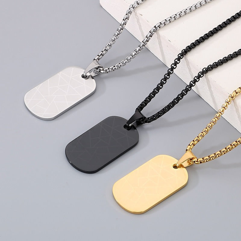 Kemstone Bar Pendant Necklace Stainless Steel Minimalist Cross Crack Texture Men KP130991-HR