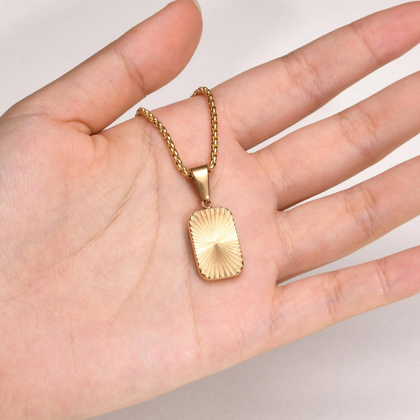 Kemstone Stainless Steel Textured Square Pendant Necklace for Men PN-2001