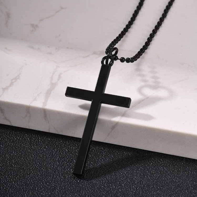 Kemston Cross Pendant Necklace for Men Alloy Long Chain Hip Hop Style NC-3028