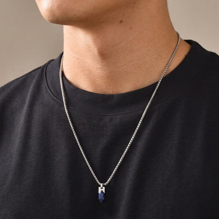 Kemstone Geometric Tiger Eye Pendant Necklace for Men Stainless Steel PN-2439