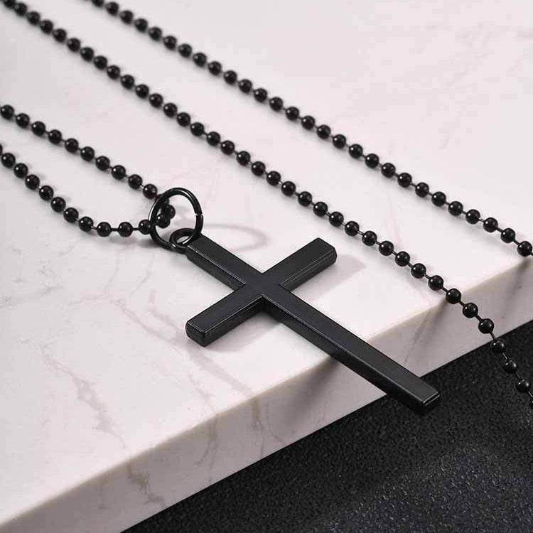Kemston Cross Pendant Necklace for Men Alloy Long Chain Hip Hop Style NC-3028
