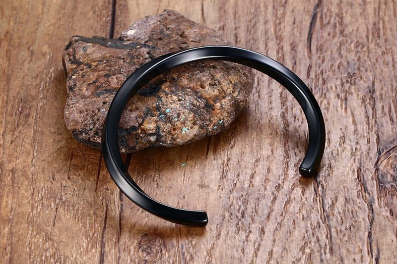 Viking Steel Cuff Bracelet – Norse-Inspired Minimalist Bangle for Men & Women B-169