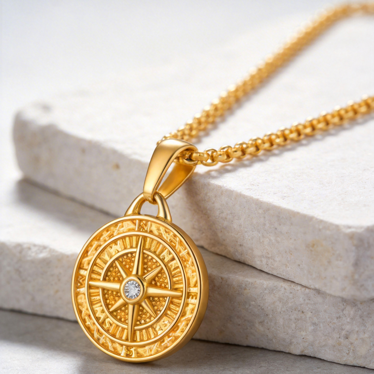 Kemstone Stainless Steel Octagram Star Pendant Necklace for Men Women Gold Silver PN-2336