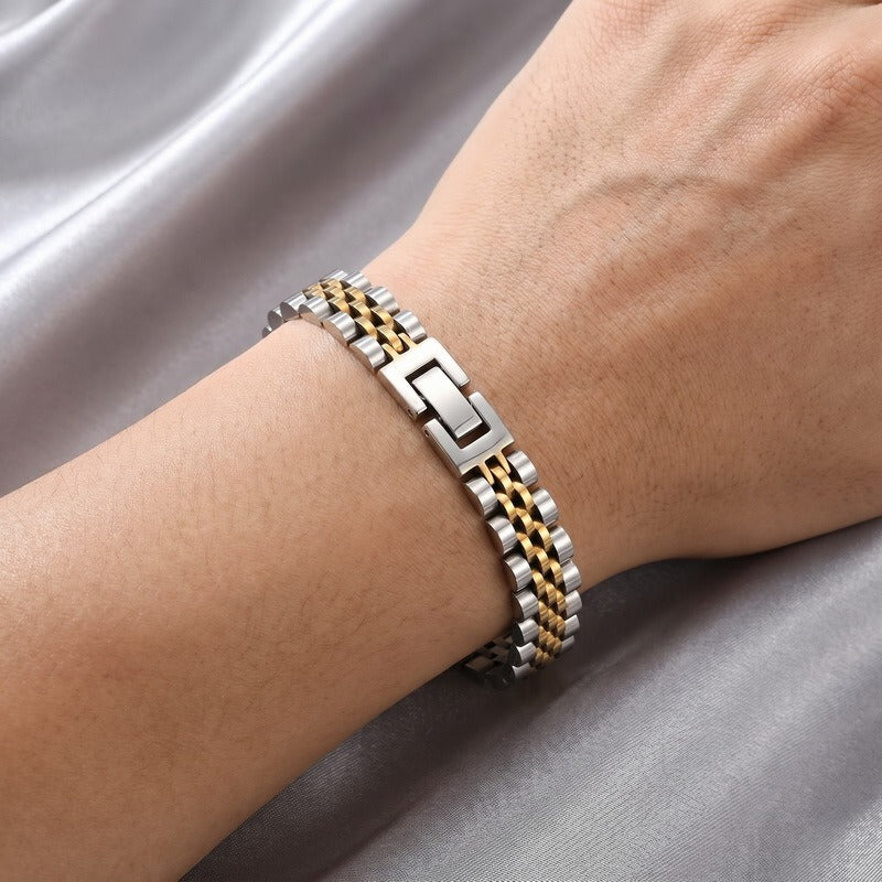 Kemstone Titanium Steel Link Bracelet for Men Two Tone Watch Band Style KB215164-KL