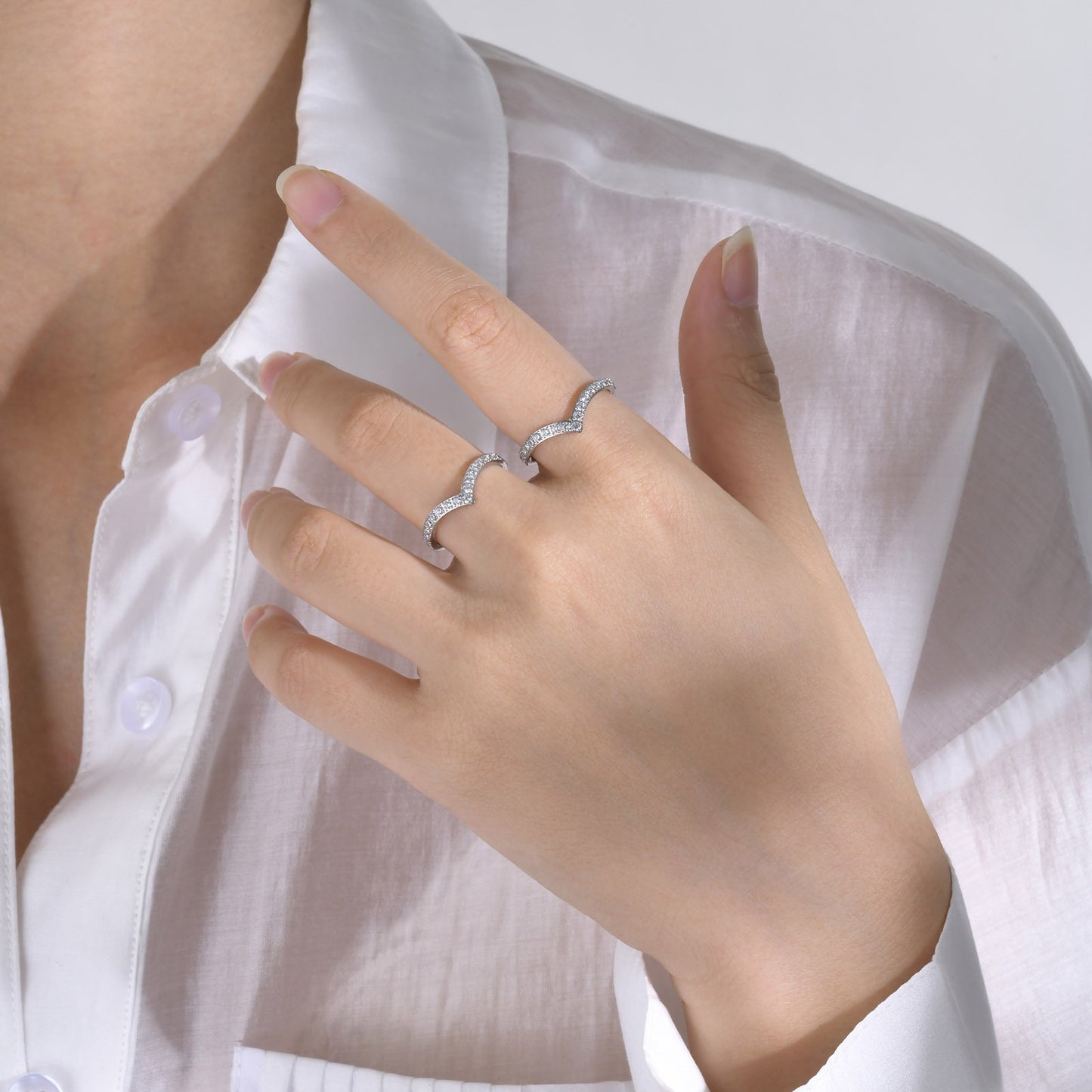 V-Edge Steel Ring – Gold-Plated Power Symbol with Zircon Grit R-665